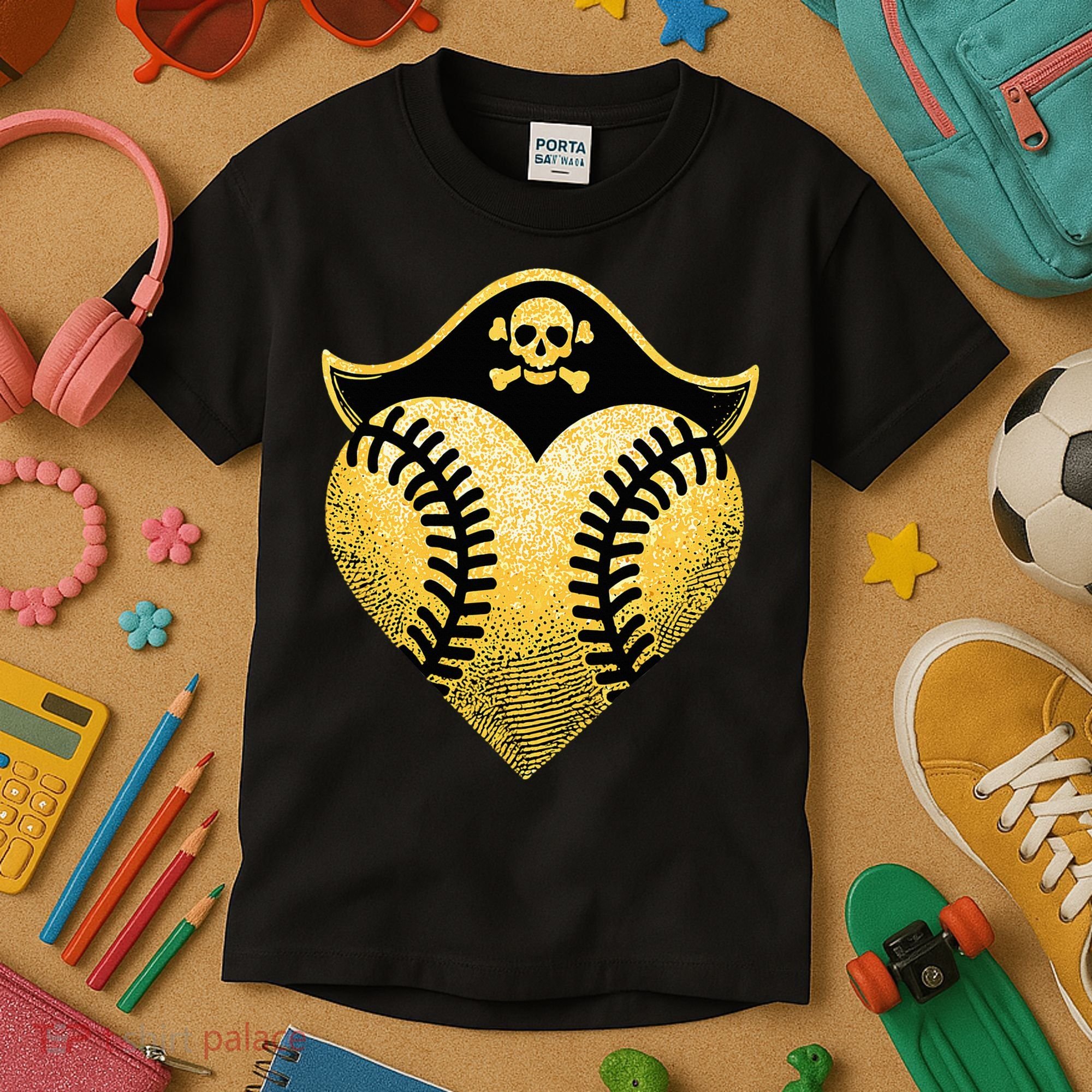Baseball Pirate Baseball Player Kids T-Shirt