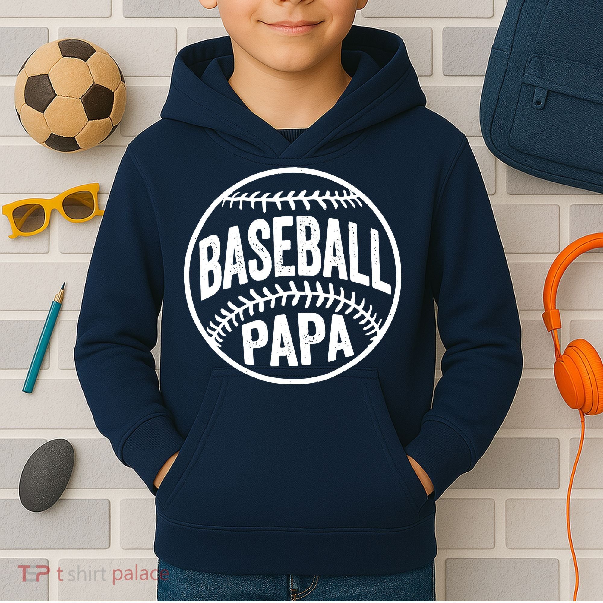 Baseball Papa Kids Hoodie
