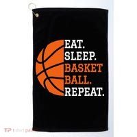 Basketball Player Boy Eat Sleep Basketball Repeat Golf Towel thumb 0