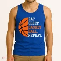 Basketball Player Boy Eat Sleep Basketball Repeat Tank Top thumb 3