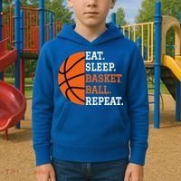 Basketball Player Boy Eat Sleep Basketball Repeat Kids Hoodie thumb 2