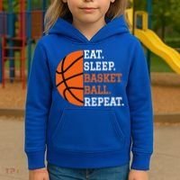 Basketball Player Boy Eat Sleep Basketball Repeat Kids Hoodie thumb 3