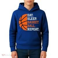 Basketball Player Boy Eat Sleep Basketball Repeat Kids Hoodie thumb 4