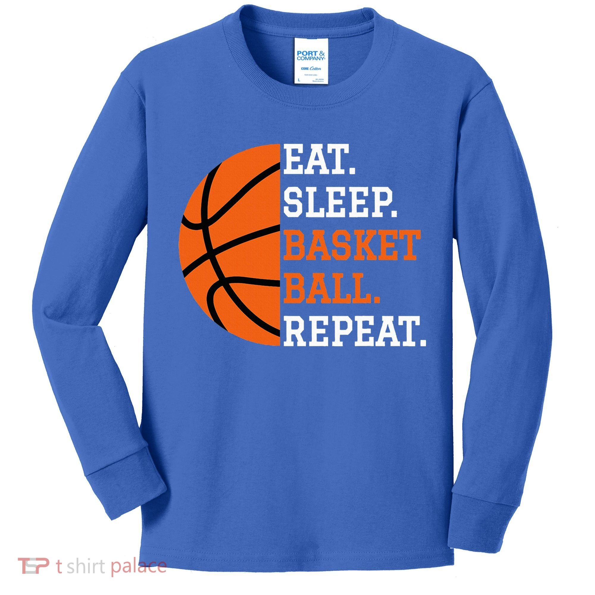 Basketball Player Boy Eat Sleep Basketball Repeat Kids Long Sleeve Shirt