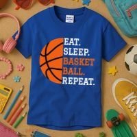 Basketball Player Boy Eat Sleep Basketball Repeat Kids T-Shirt thumb 3