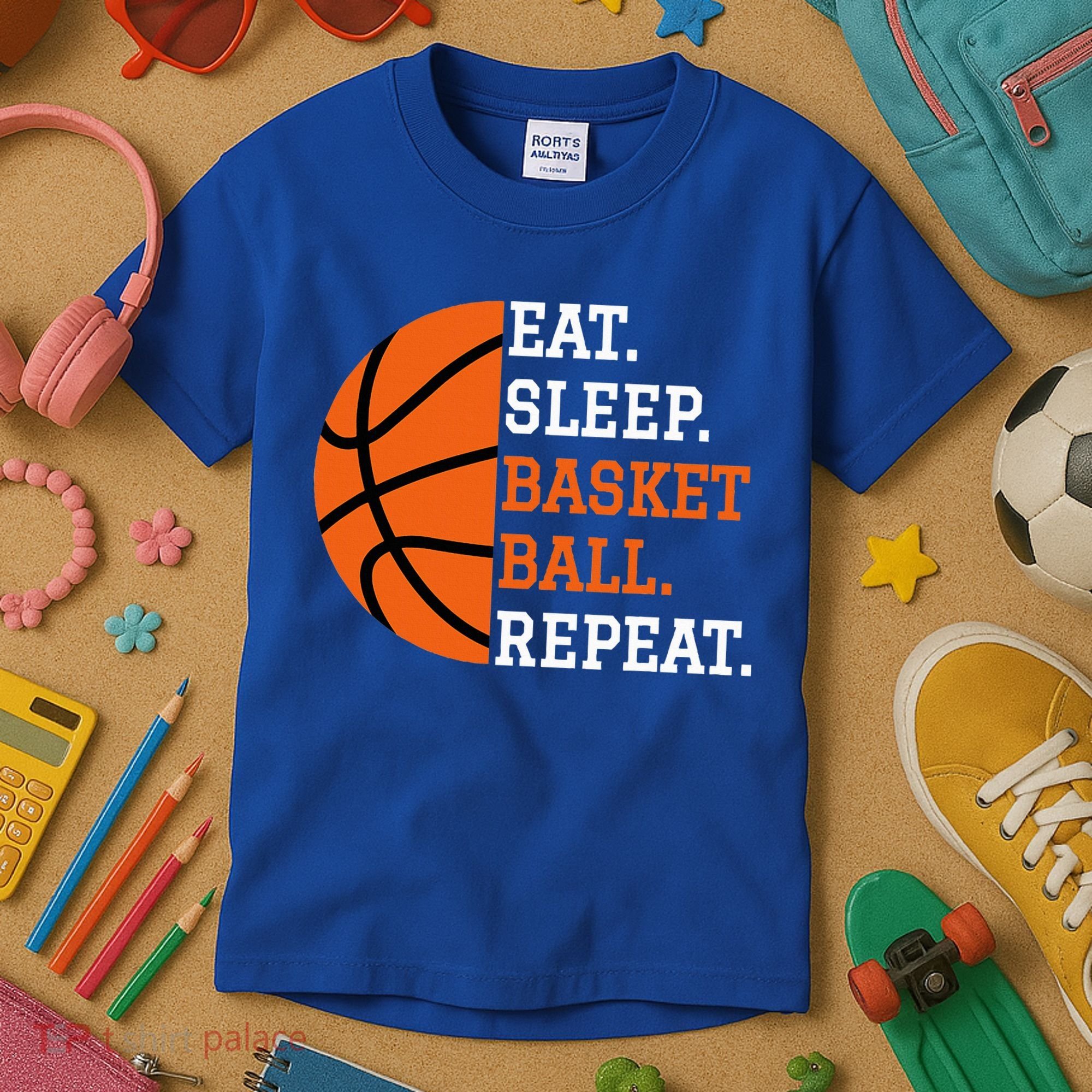 Basketball Player Boy Eat Sleep Basketball Repeat Kids T-Shirt