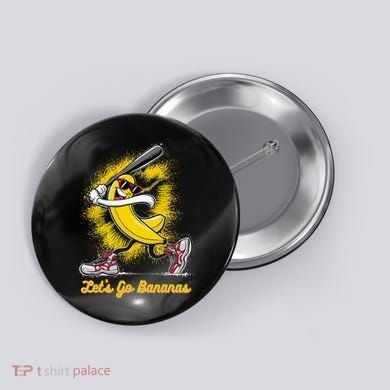 Banana Playing Baseball Fruit Love Button