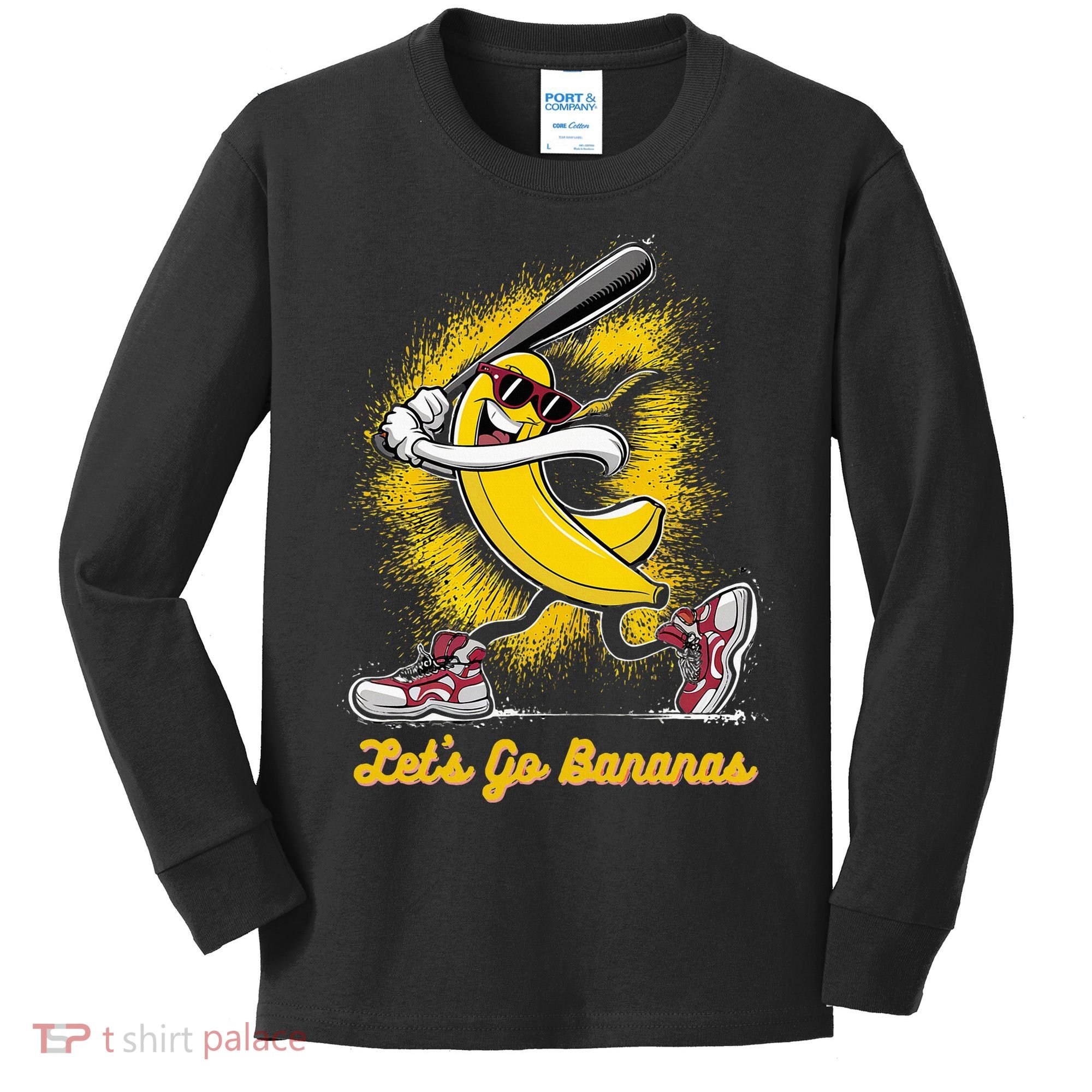 Banana Playing Baseball Fruit Love Kids Long Sleeve Shirt