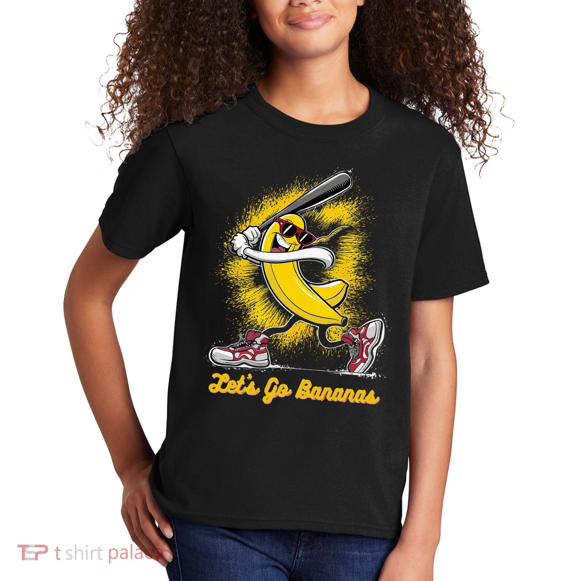 Banana Playing Baseball Fruit Love Kids T-Shirt