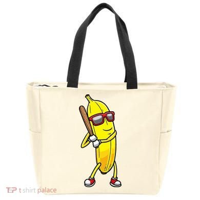 Banana Playing Baseball Fruit Lover Tote Bag