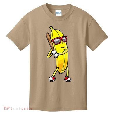 Banana Playing Baseball Fruit Lover Kids T-Shirt