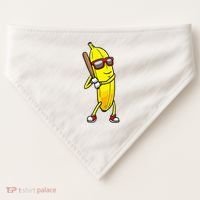 Banana Playing Baseball Fruit Lover USA-Made Doggie Bandana thumb 0