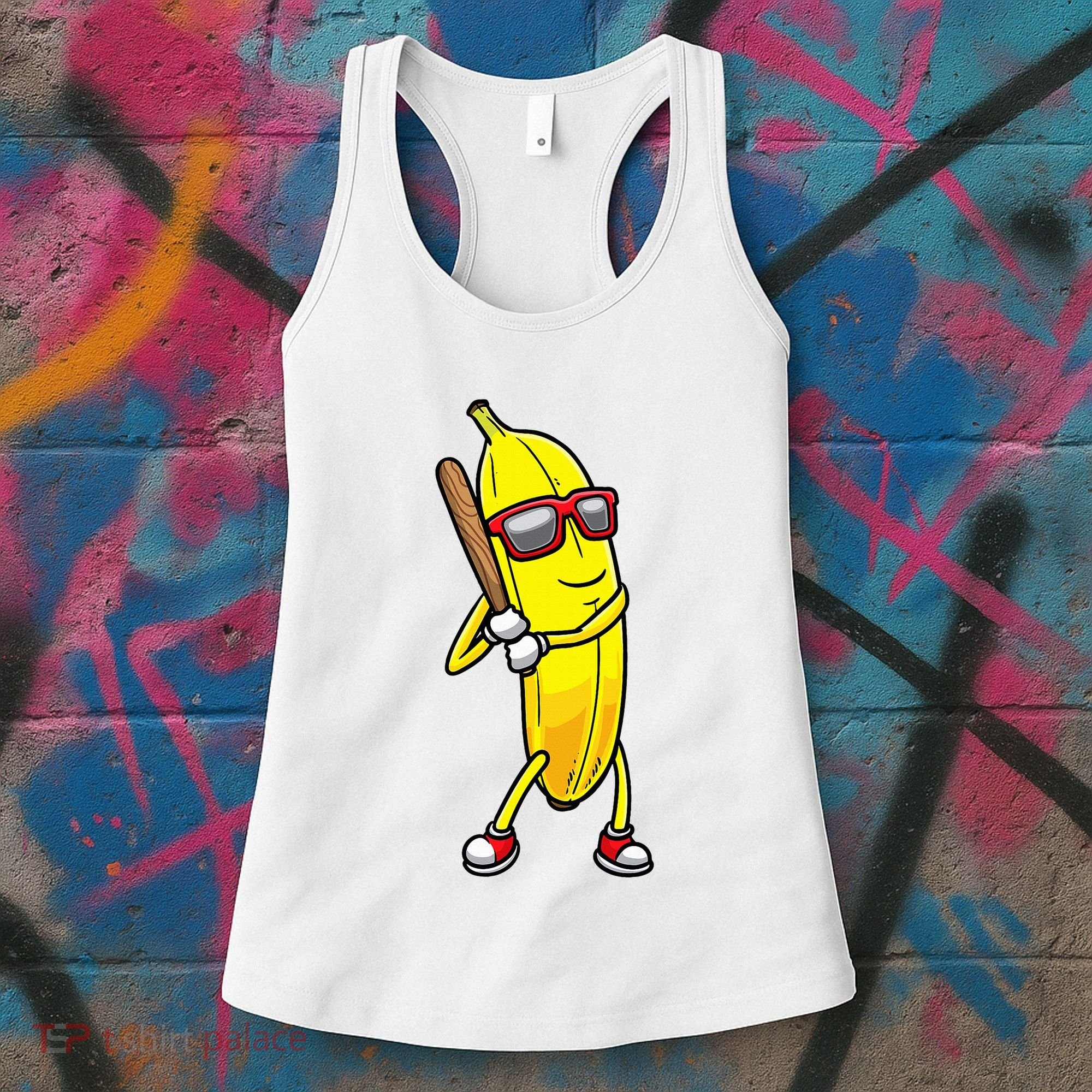 Banana Playing Baseball Fruit Lover Women's Tank Top