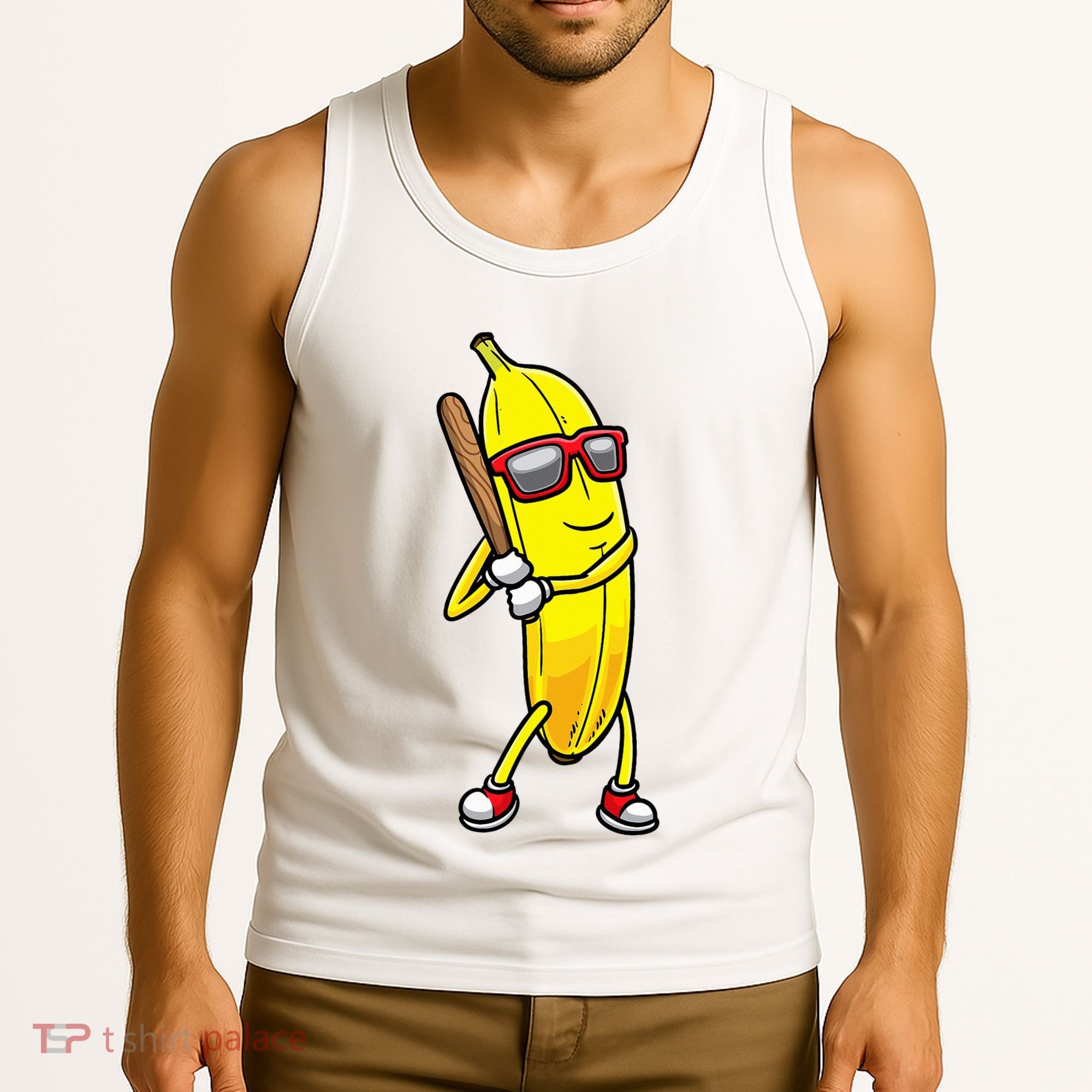 Banana Playing Baseball Fruit Lover Tank Top