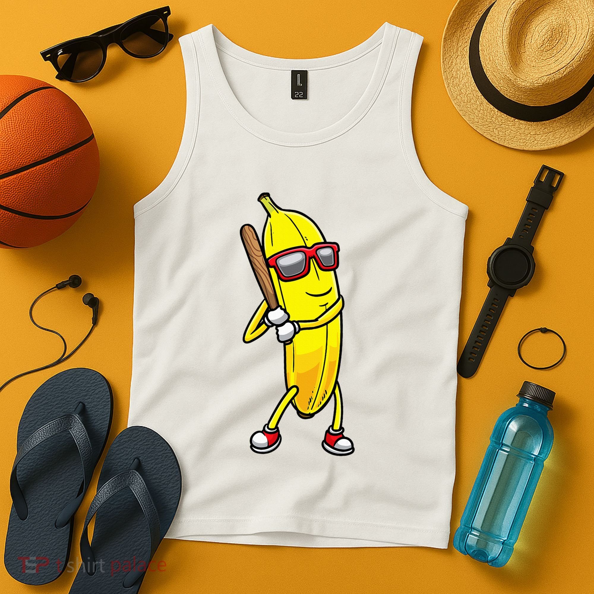 Banana Playing Baseball Fruit Lover Tank Top