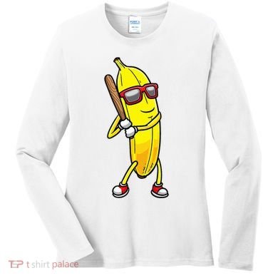 Banana Playing Baseball Fruit Lover Women's Long Sleeve Shirt