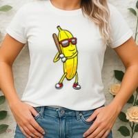 Banana Playing Baseball Fruit Lover Women's T-Shirt thumb 2