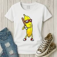 Banana Playing Baseball Fruit Lover Women's T-Shirt thumb 3