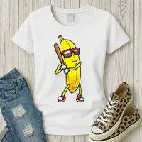 Banana Playing Baseball Fruit Lover Women's T-Shirt thumb 3