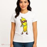 Banana Playing Baseball Fruit Lover Women's T-Shirt thumb 4