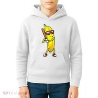 Banana Playing Baseball Fruit Lover Kids Hoodie thumb 4