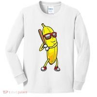 Banana Playing Baseball Fruit Lover Kids Long Sleeve Shirt thumb 0