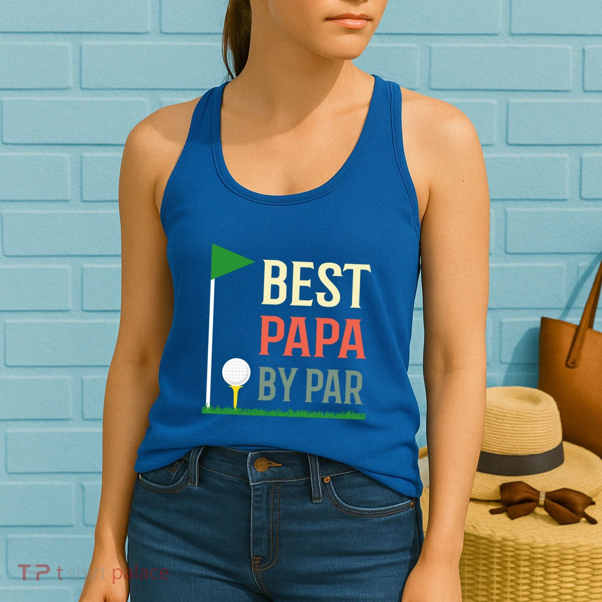 Best Papa By Par Funny Fathers Day Birthday Golfer Dad Gift Cool Gift Women's Tank Top