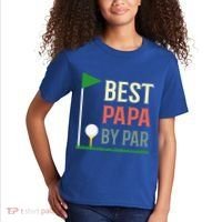 Best Papa By Par Funny Fathers Day Birthday Golfer Dad Gift Cool Gift Kids T-Shirt thumb 2