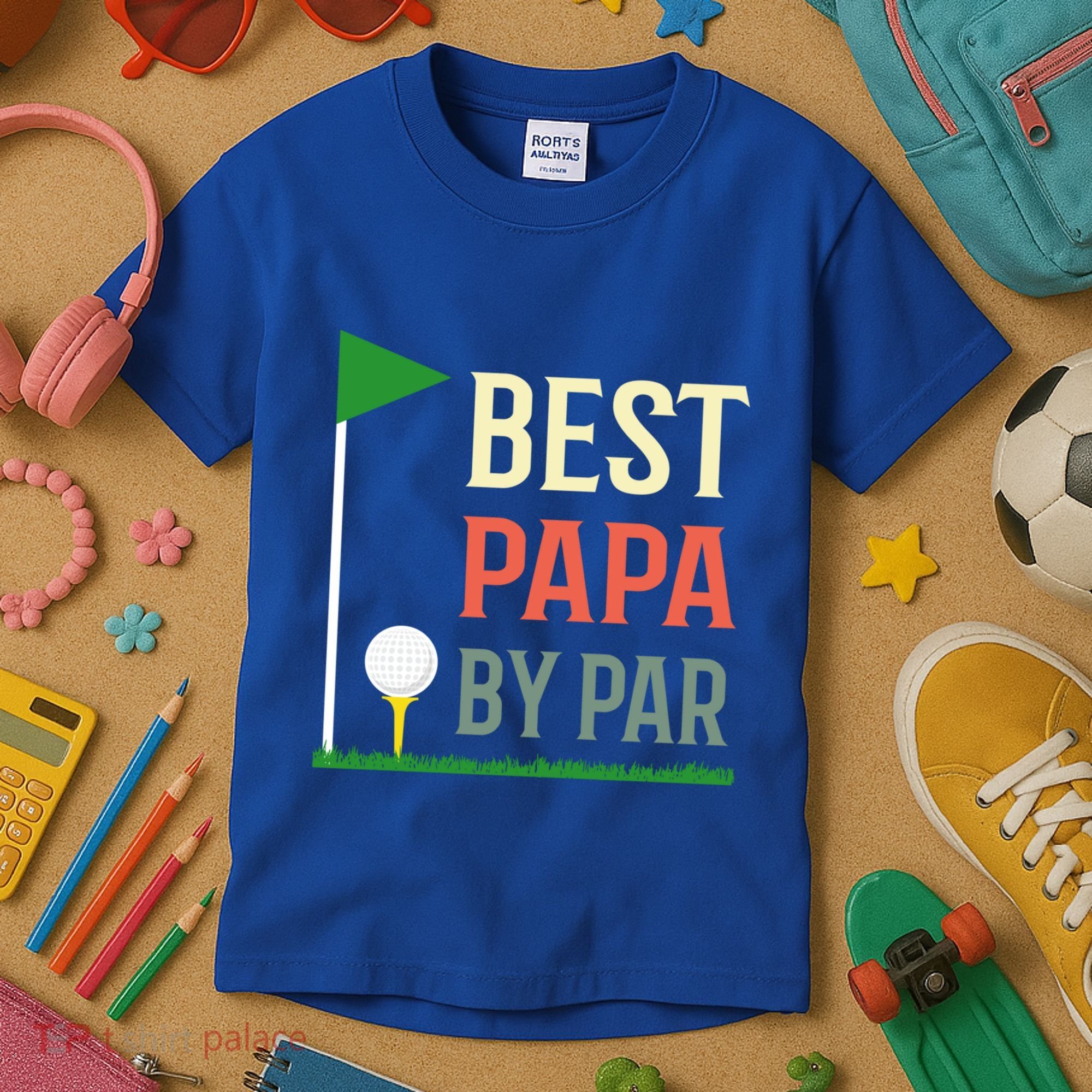Best Papa By Par Funny Fathers Day Birthday Golfer Dad Gift Cool Gift Kids T-Shirt