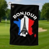 Bonjour Paris Golf Towel thumb 1