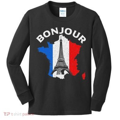 Bonjour Paris Kids Long Sleeve Shirt