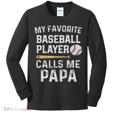 Baseball Papa Kids Long Sleeve Shirt