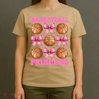 Basketball Princess Basketball Girl Player Coquette Bow T-Shirt thumb 4