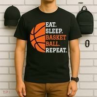 Basketball Player Boy Eat Sleep Basketball Repeat T-Shirt thumb 6