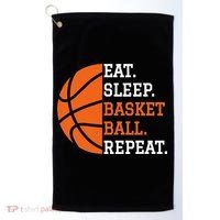 Basketball Player Boy Eat Sleep Basketball Repeat Golf Towel thumb 0