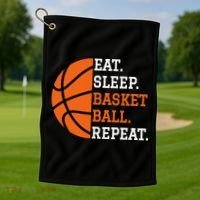 Basketball Player Boy Eat Sleep Basketball Repeat Golf Towel thumb 1