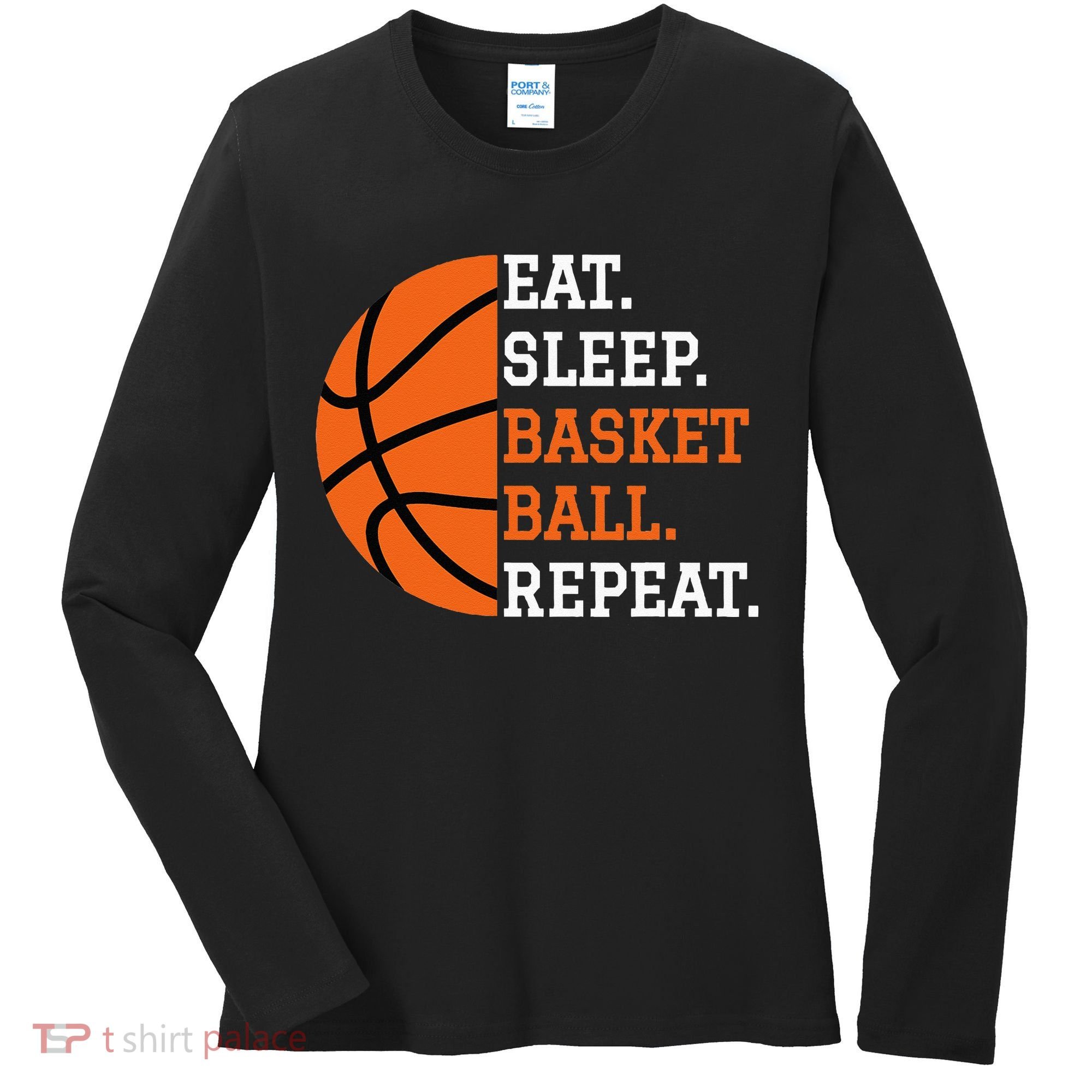 Basketball Player Boy Eat Sleep Basketball Repeat Women's Long Sleeve Shirt