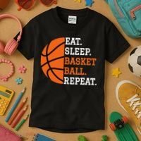 Basketball Player Boy Eat Sleep Basketball Repeat Kids T-Shirt thumb 3