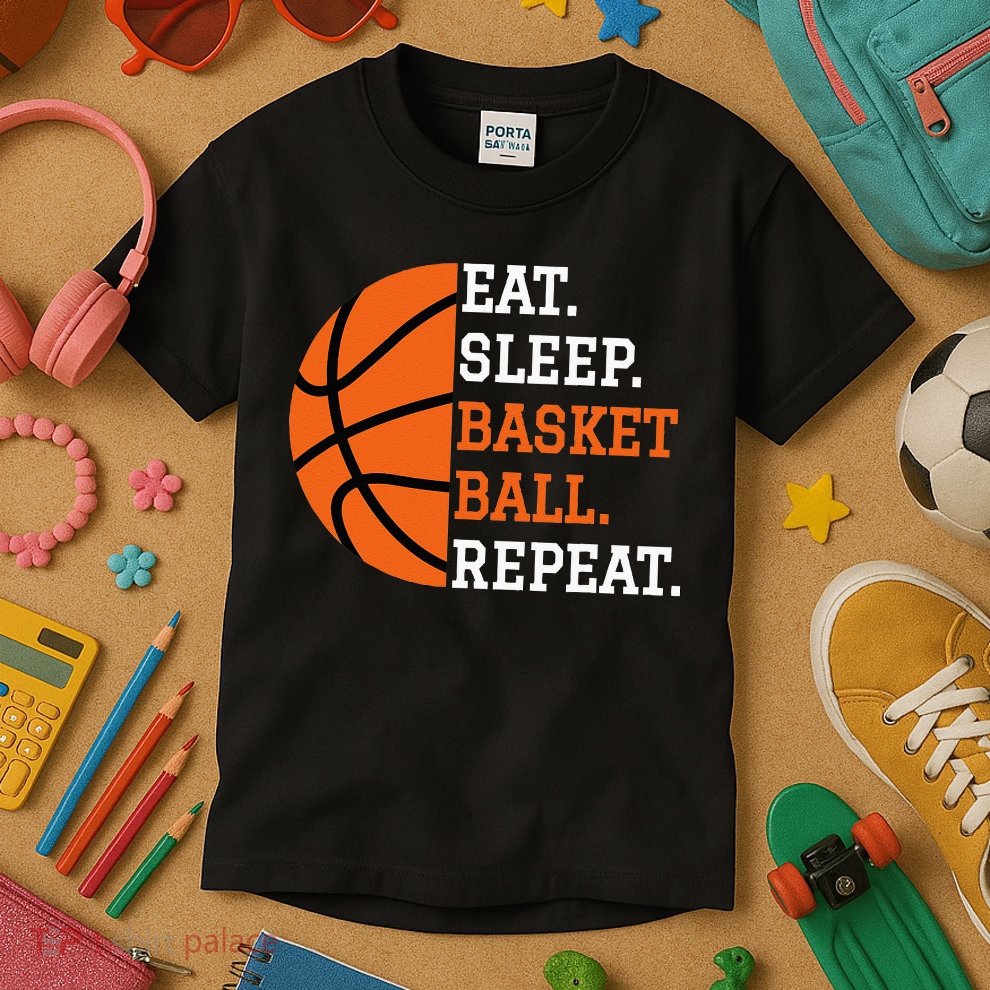 Basketball Player Boy Eat Sleep Basketball Repeat Kids T-Shirt