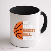Basketball Player Boy Eat Sleep Basketball Repeat Coffee Mug thumb 1