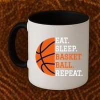 Basketball Player Boy Eat Sleep Basketball Repeat Coffee Mug thumb 2