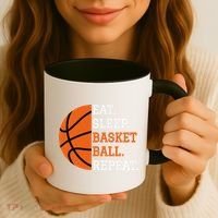 Basketball Player Boy Eat Sleep Basketball Repeat Coffee Mug thumb 3