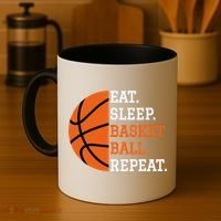 Basketball Player Boy Eat Sleep Basketball Repeat Coffee Mug thumb 4