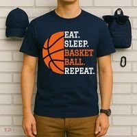 Basketball Player Boy Eat Sleep Basketball Repeat T-Shirt thumb 6
