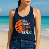 Basketball Player Boy Eat Sleep Basketball Repeat Women's Tank Top thumb 2