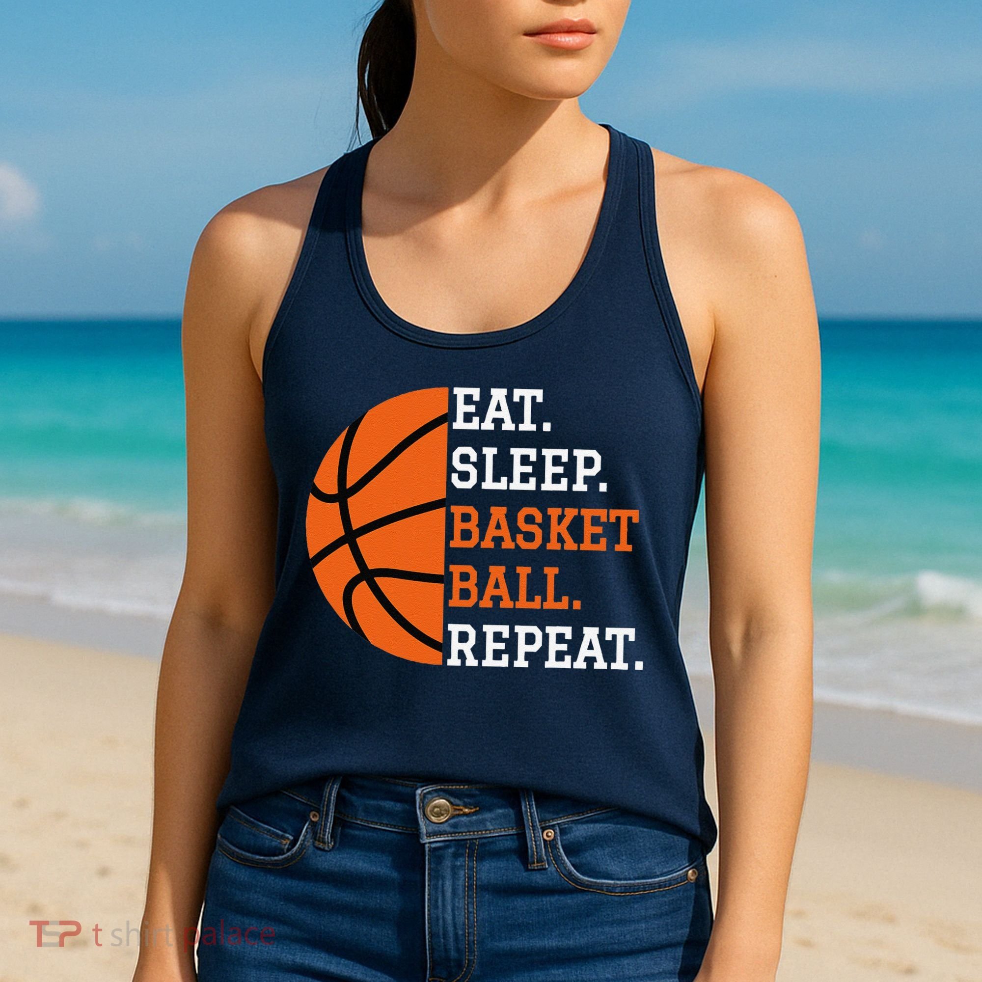 Basketball Player Boy Eat Sleep Basketball Repeat Women's Tank Top
