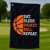 Basketball Player Boy Eat Sleep Basketball Repeat Golf Towel thumb 1