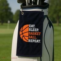 Basketball Player Boy Eat Sleep Basketball Repeat Golf Towel thumb 2