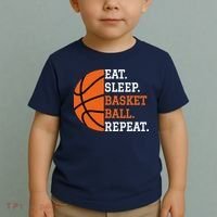 Basketball Player Boy Eat Sleep Basketball Repeat Toddler T-Shirt thumb 2