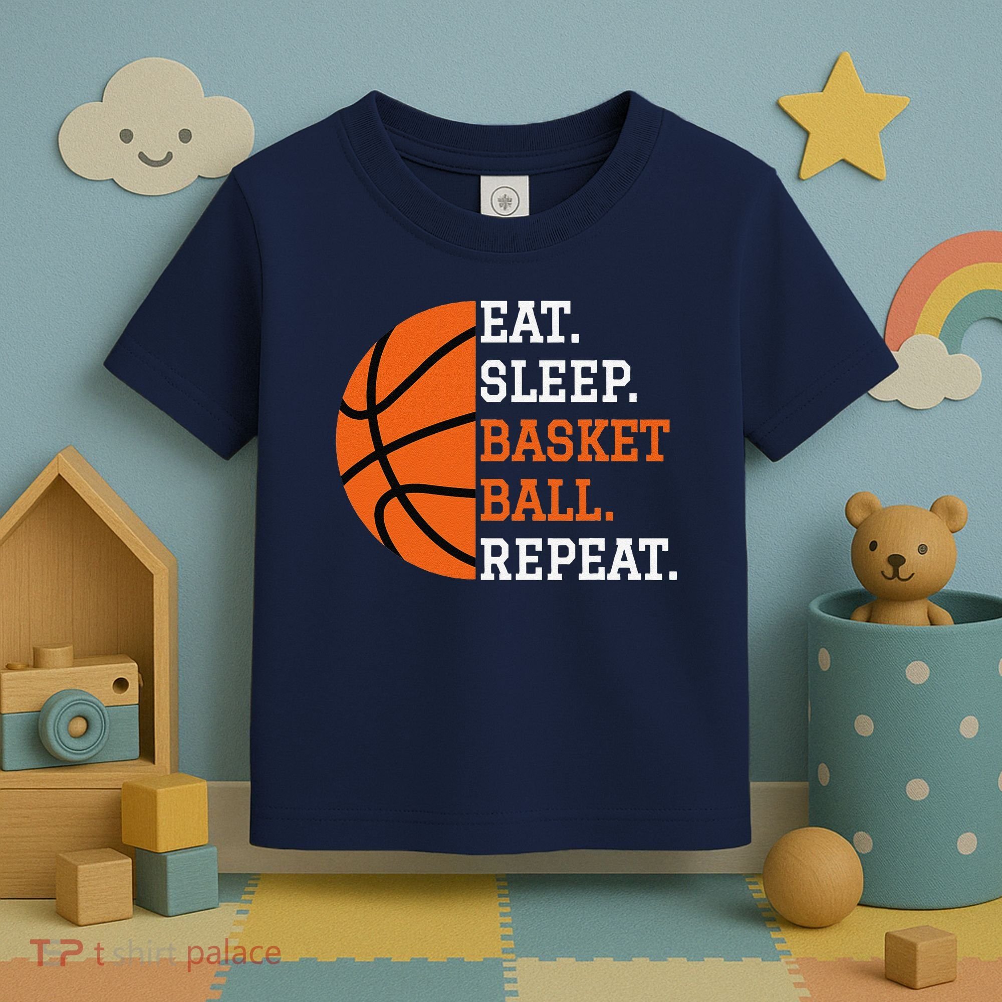 Basketball Player Boy Eat Sleep Basketball Repeat Toddler T-Shirt